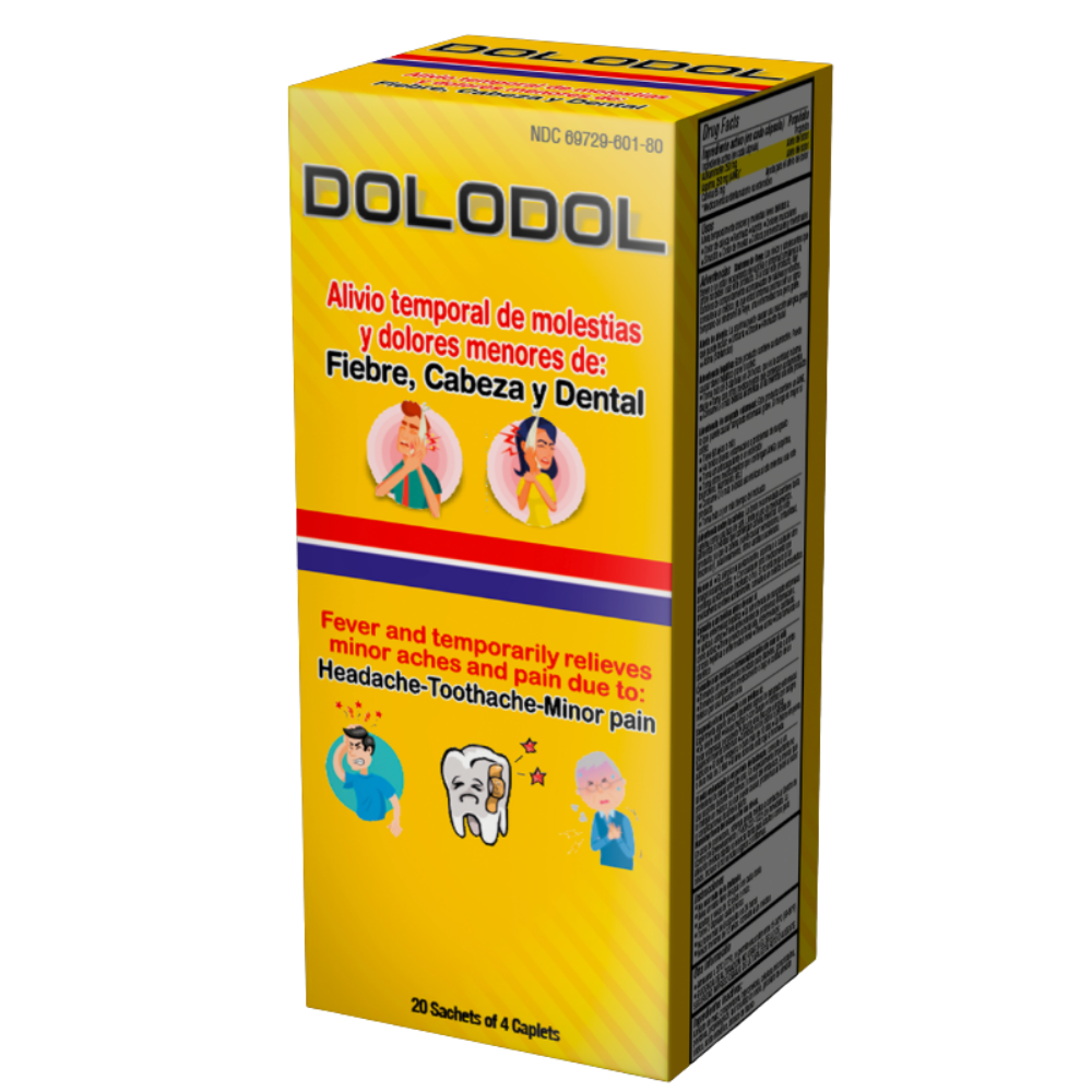 Dolodol 20 sachets of 4 caplets, NDC 69729-601-80